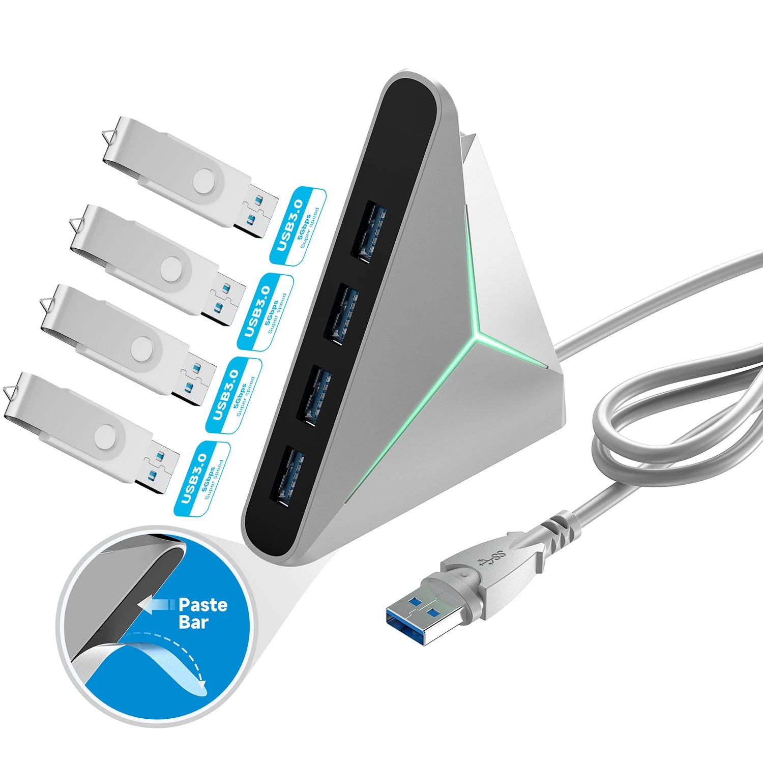 Station d'Accueil Pyramide 4 Ports USB 3.0 & Type-C