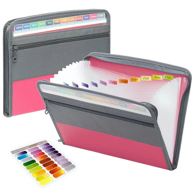 Classeur Accordéon Extensible 13 Poches avec Fermeture Éclair – Organiseur de Documents