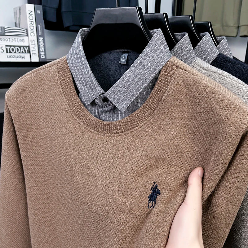 Pull Homme Hiver Chaud avec Col polo Intégré