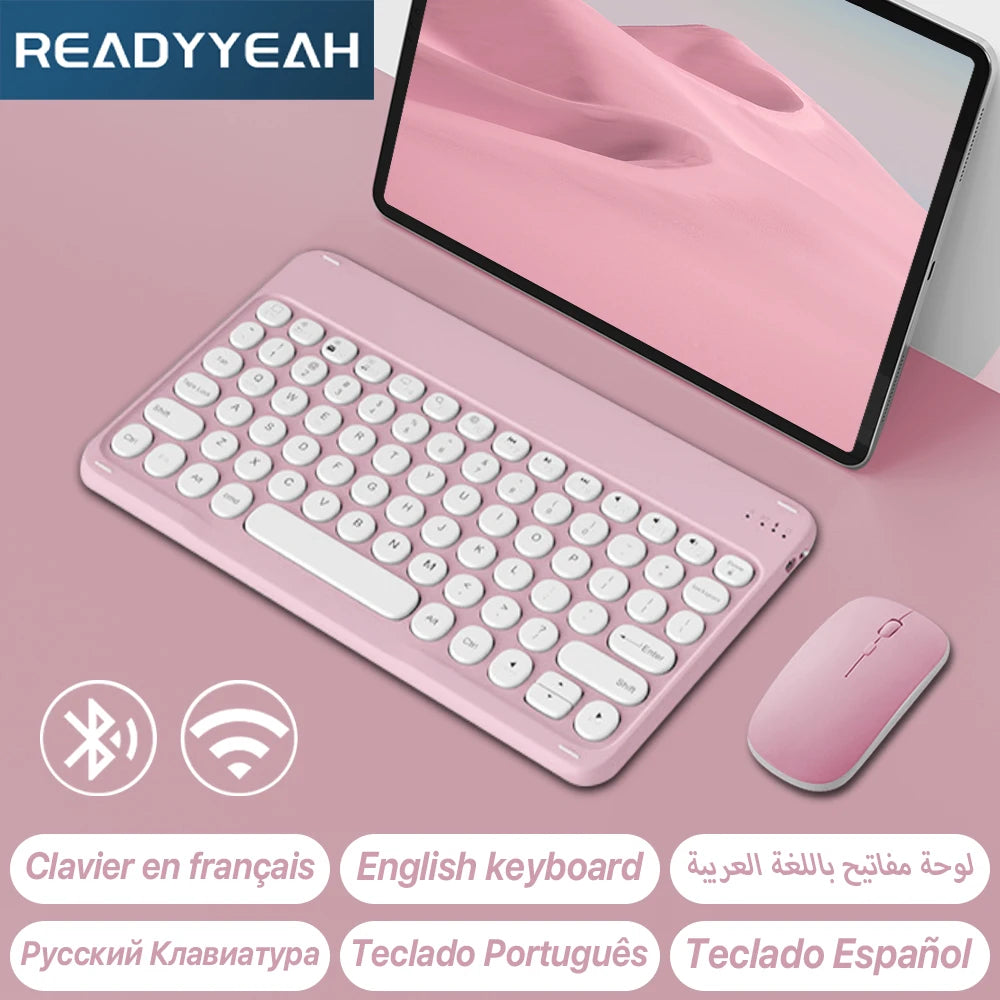 Ensemble Clavier et Souris Bluetooth Sans Fil – Compatible iPad, iPhone, Samsung et Ordinateur Portable