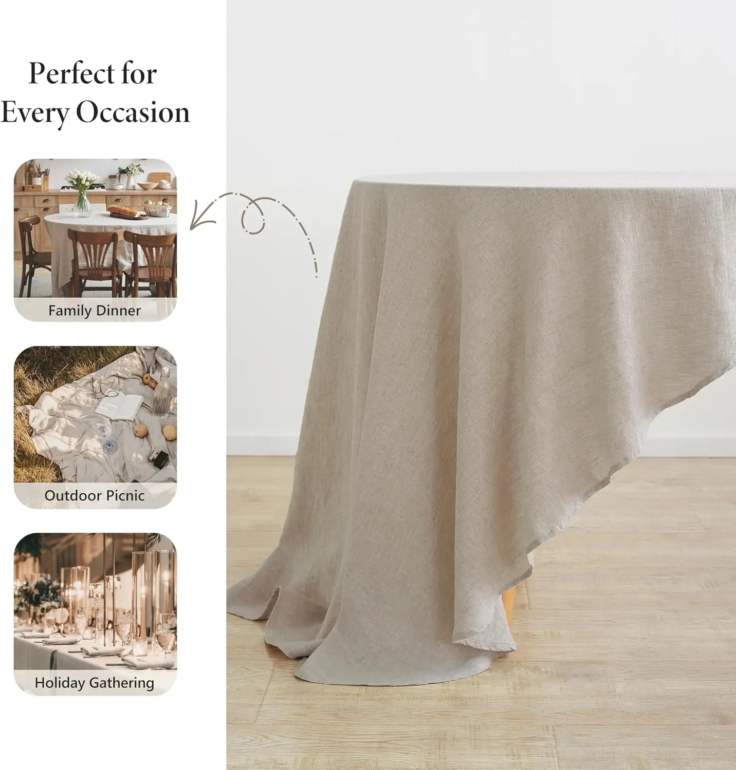 Nappe Ronde 100% Lin Français - 15 Couleurs & 10 Dimensions
