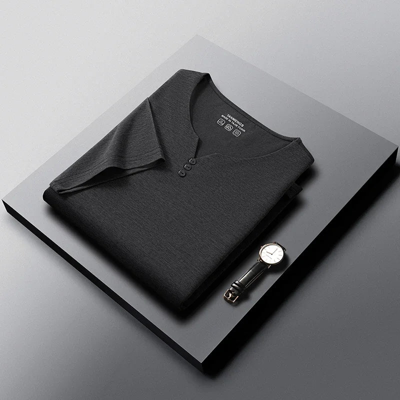 T-Shirt Henley Homme à Manches Courtes & Col V à 3 Boutons - Respirant, Confortable & Style Décontracté