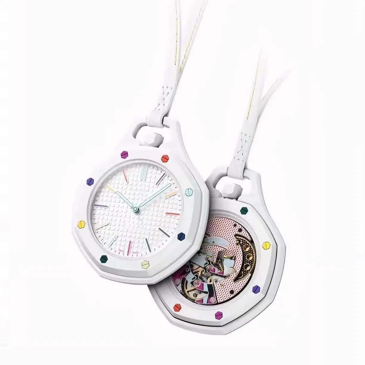 Montre Pendentif Unisexe à Quartz – Cadran Octogonal et Cordon en Cuir Tendance