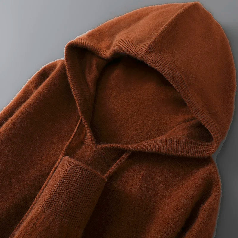 Pull à Capuche 100% Laine Mérinos Homme - 12 Couleurs