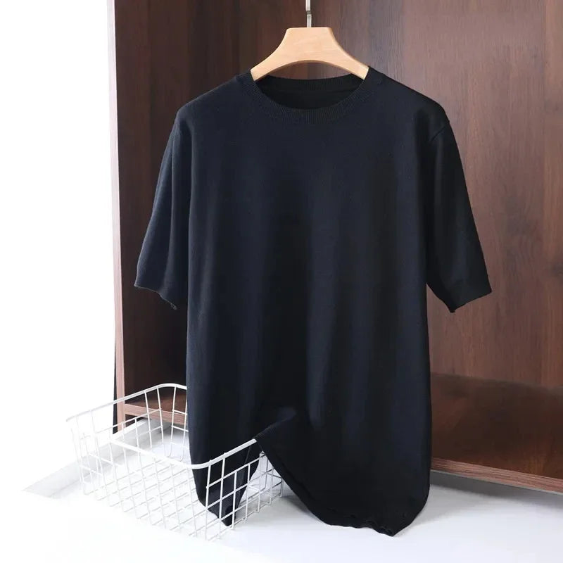 T-Shirt Mi-Saison en Laine Mérinos Tricoté Homme - 6 Coloris