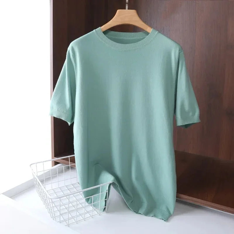 T-Shirt Mi-Saison en Laine Mérinos Tricoté Homme - 6 Coloris
