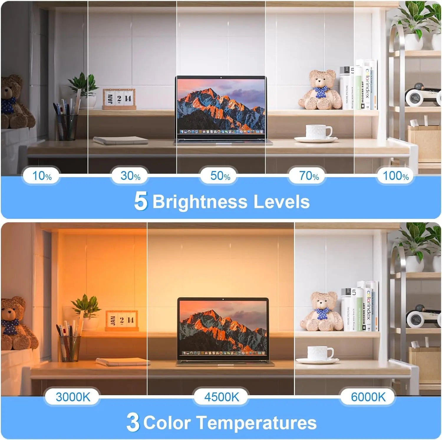 Lampe LED Magnétique 3 Couleurs - 2500mAh