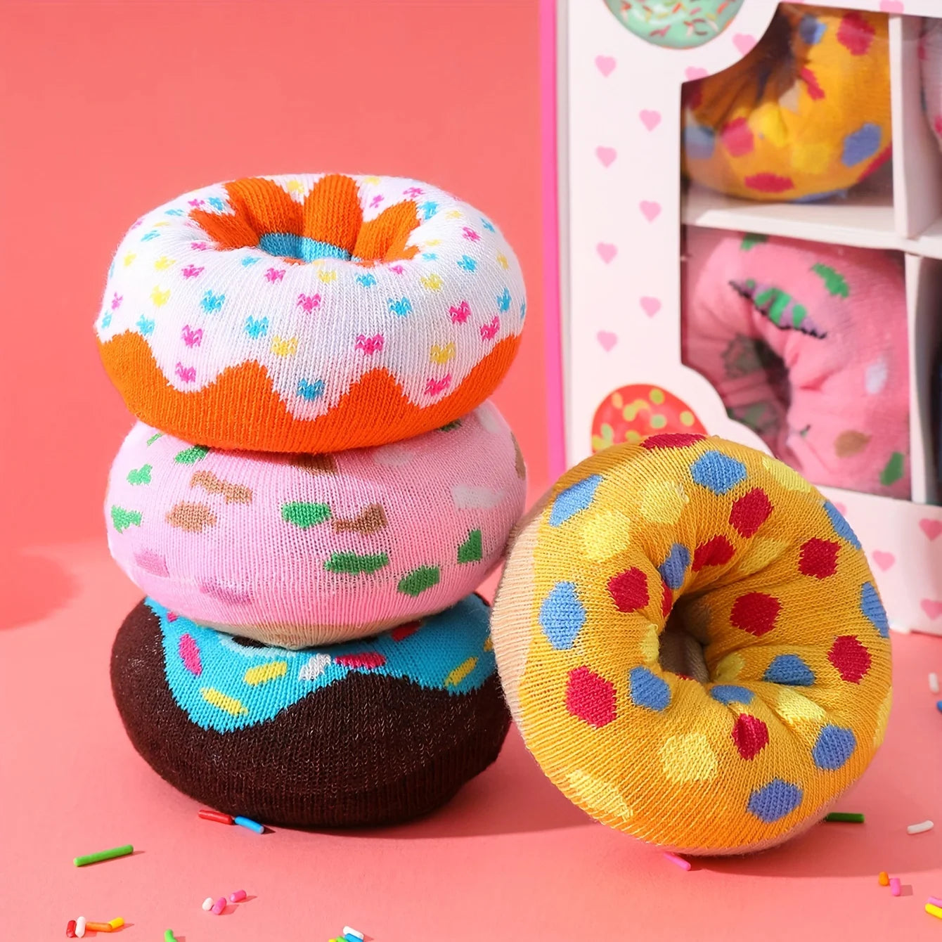 Coffret Donut 4 Paires de Chaussettes - Idée Cadeau