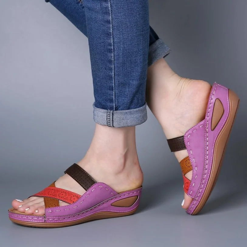 Sandales Mules Orthopédiques à Plateforme – Brides Croisées Confort Femme