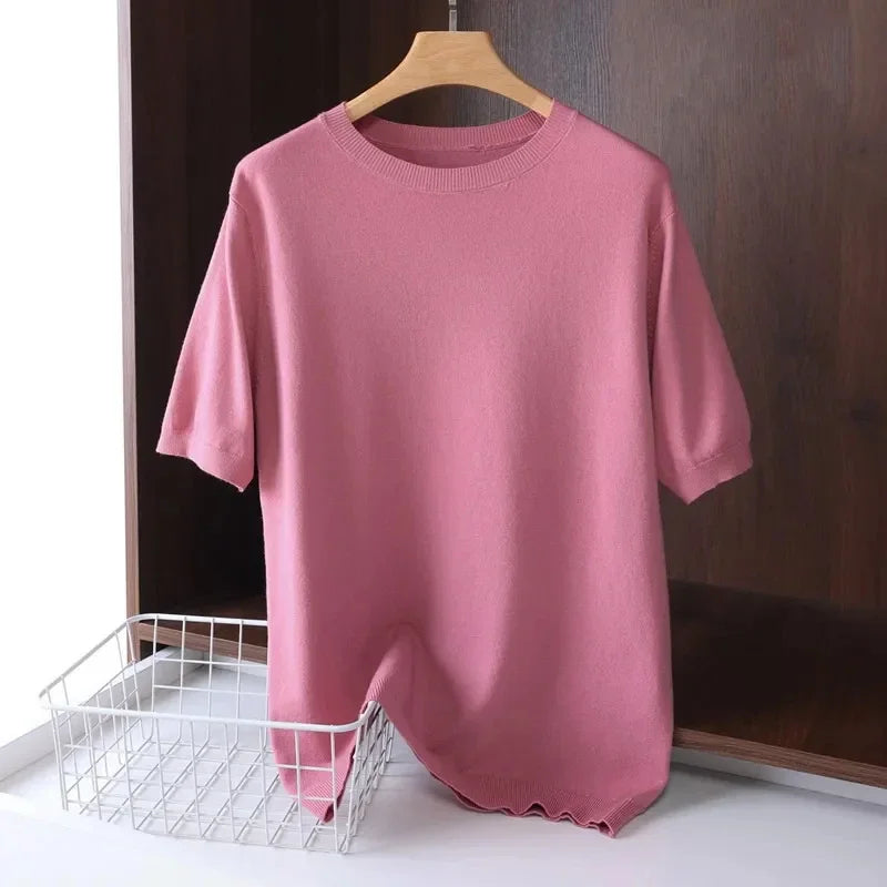 T-Shirt Mi-Saison en Laine Mérinos Tricoté Homme - 6 Coloris