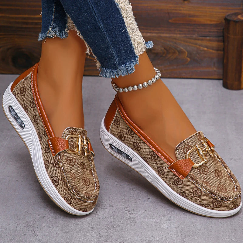 Mocassin en Tissu & Cuir PU Style Créateur