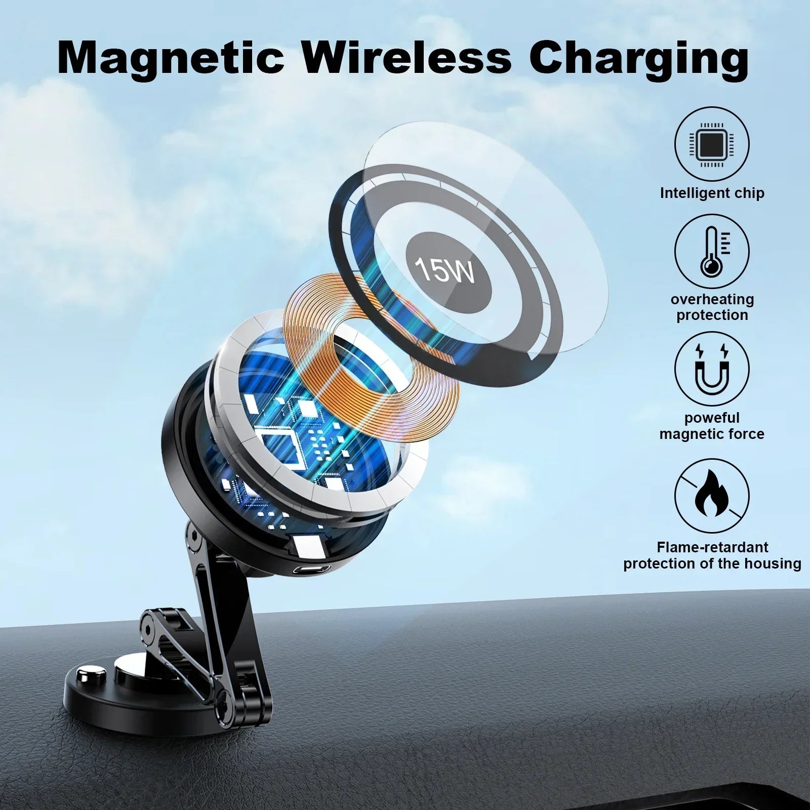 Support Chargeur magnétique sans fil ULTRA Modulable pour voiture