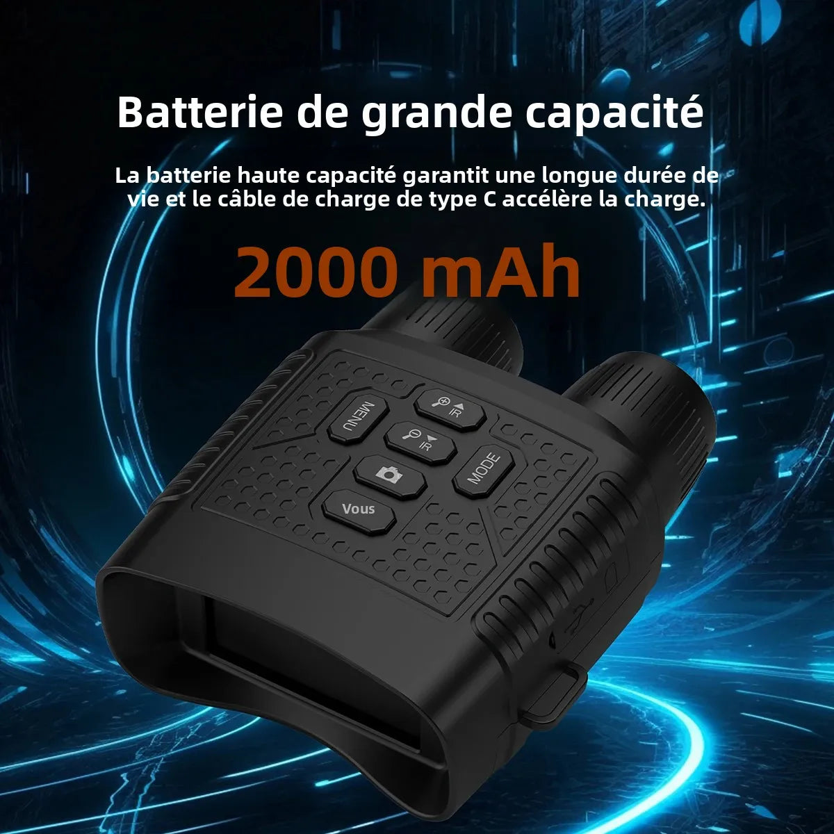 Jumelles Infrarouges Photos/ Vidéos, Zoom 6X & LED à 7 Niveaux