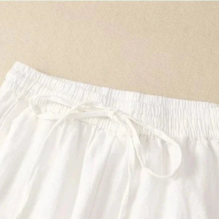 Pantalon Rétro en Coton & Lin Ample Femme - Mi-Saison