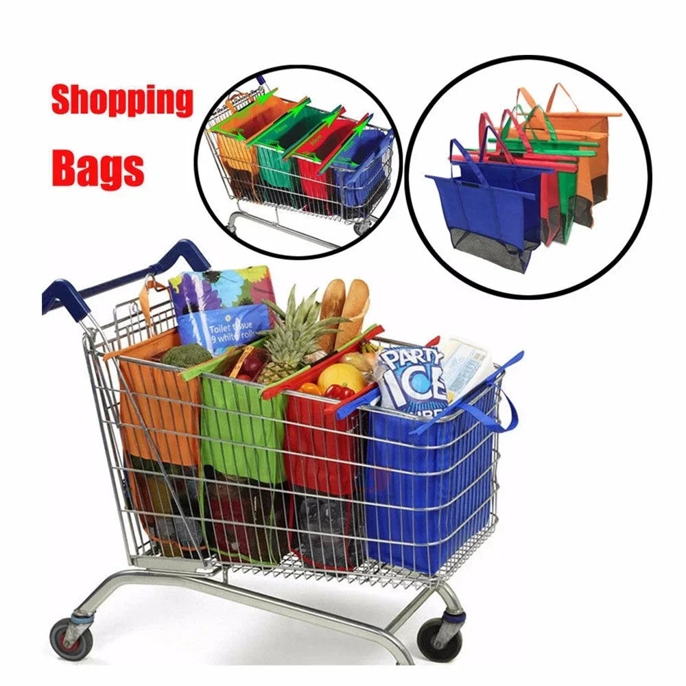 Lot de 4 Sacs de courses réutilisables pour chariot