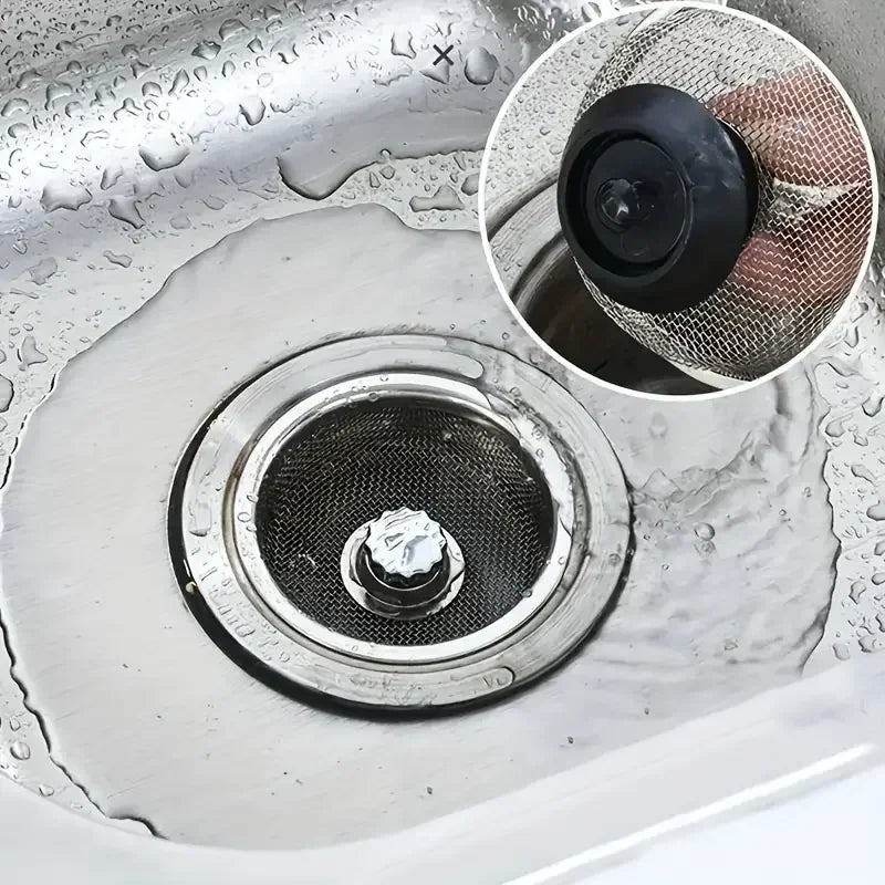 Filtres d’Évier de Cuisine en Acier Inoxydable – Panier Attrape-Déchets avec Bouchon Amovible – 2 ACHETÉS = 1 OFFERT