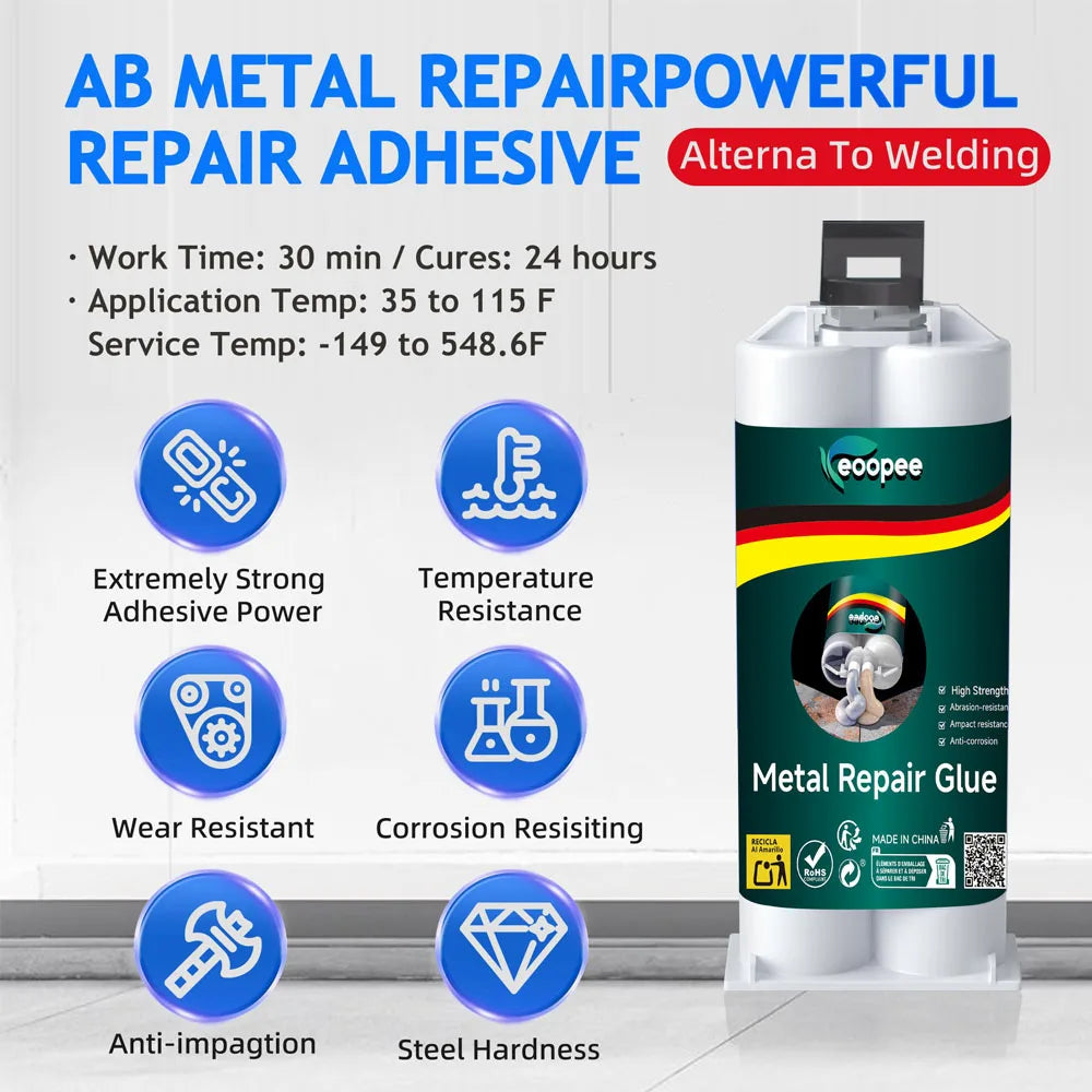 Colle de Réparation Métallique AB 2 ACHETÉES = 1 OFFERTE - Soude Instantanément