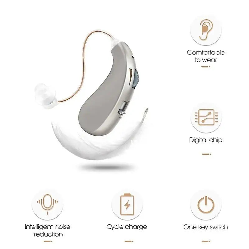 Amplificateur Auditif Rechargeable – Puce Numérique et Volume Réglable pour Adultes et Seniors