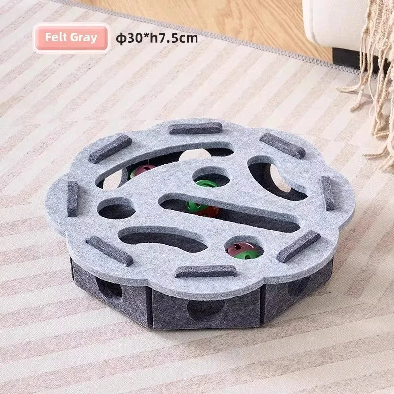 Jouet Puzzle Interactif pour Chat en Feutrine – Jeu de Chasse & Exercice – Balles OFFERTES