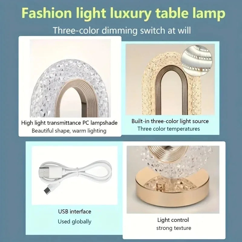 Lampe en Cristal 3D - 3 Couleurs de Lumière & Différentes Luminosités