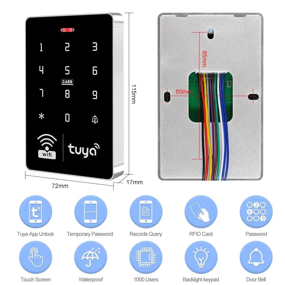 Serrure de porte intelligente S10W Tuya - 10 Badges OFFERTS