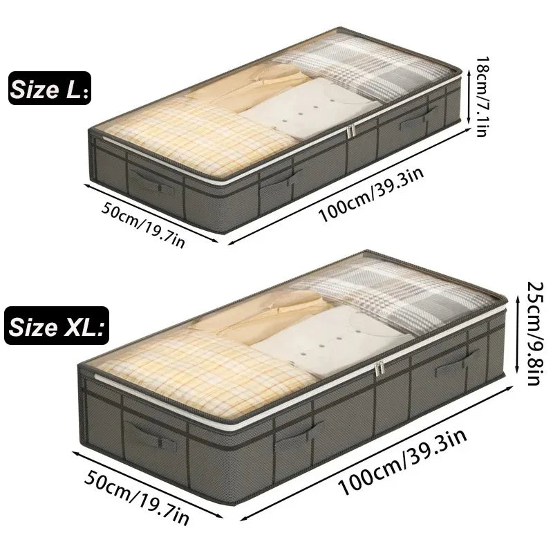Sac de Rangement Pliable Grand Format – Organisateur Sous Lit pour Vêtements, Couettes et Linge, Chambre et Dortoir