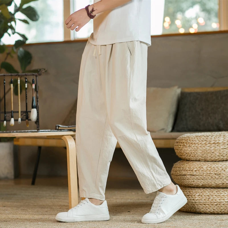 Pantalon léger Oversize en Coton/Lin pour Homme