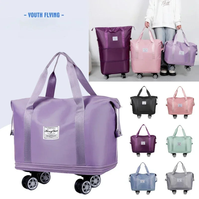 Sac de Voyage Extensible à Roulettes Amovibles – Grande Capacité, Compartiment Sec/Humide, Bagage Léger & Multifonctions