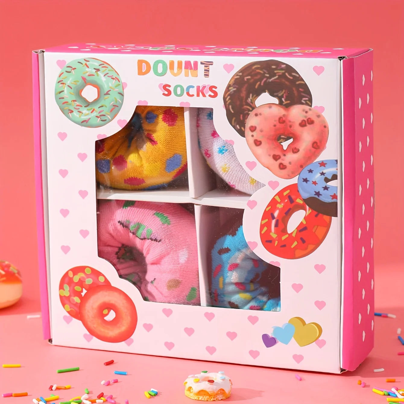 Coffret Donut 4 Paires de Chaussettes - Idée Cadeau