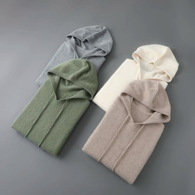 Pull à Capuche 100% Laine Mérinos Homme - 12 Couleurs