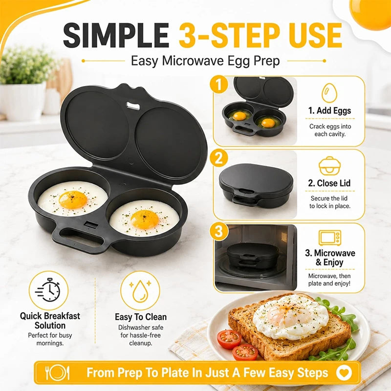 Cuiseur à Œufs Micro-Ondes Double – Moule Vapeur Rapide pour 2 Œufs