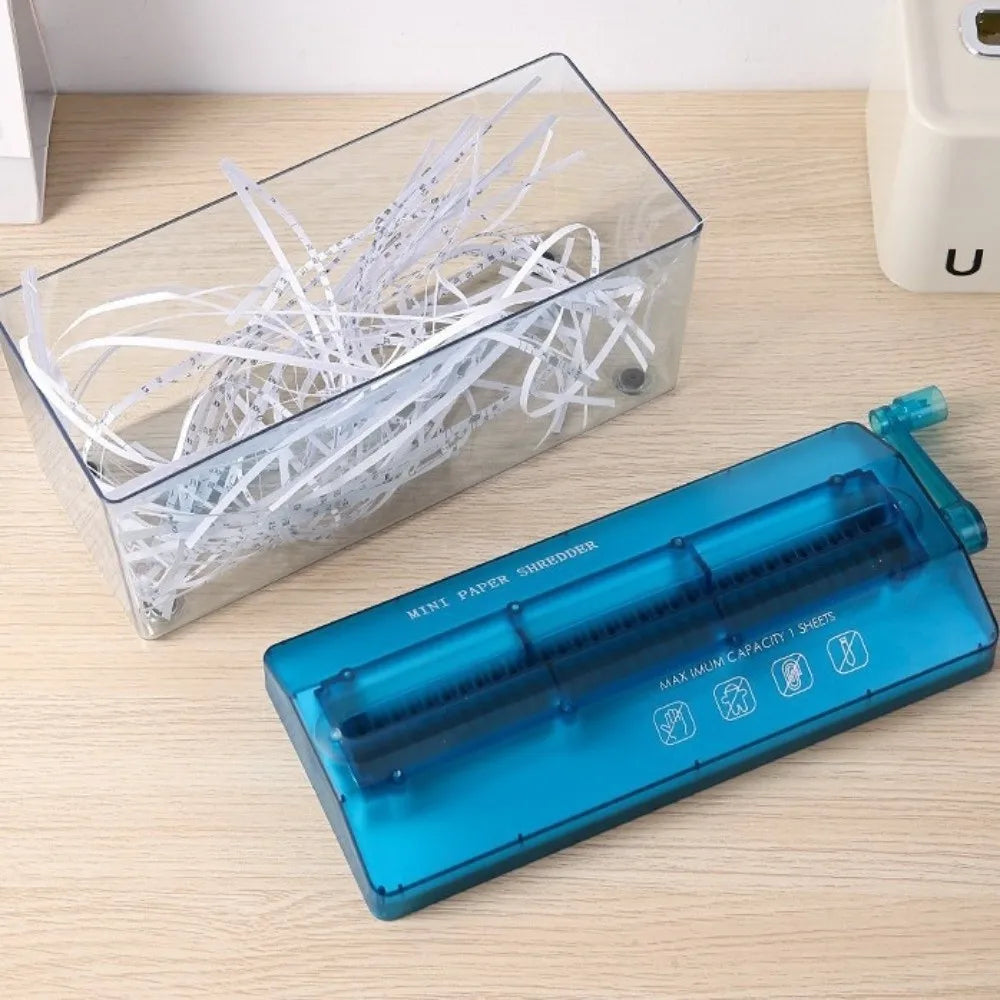 Mini Destructeur de Documents Manuel Format A4/A6 – Broyeur à Papier à Manivelle Portable
