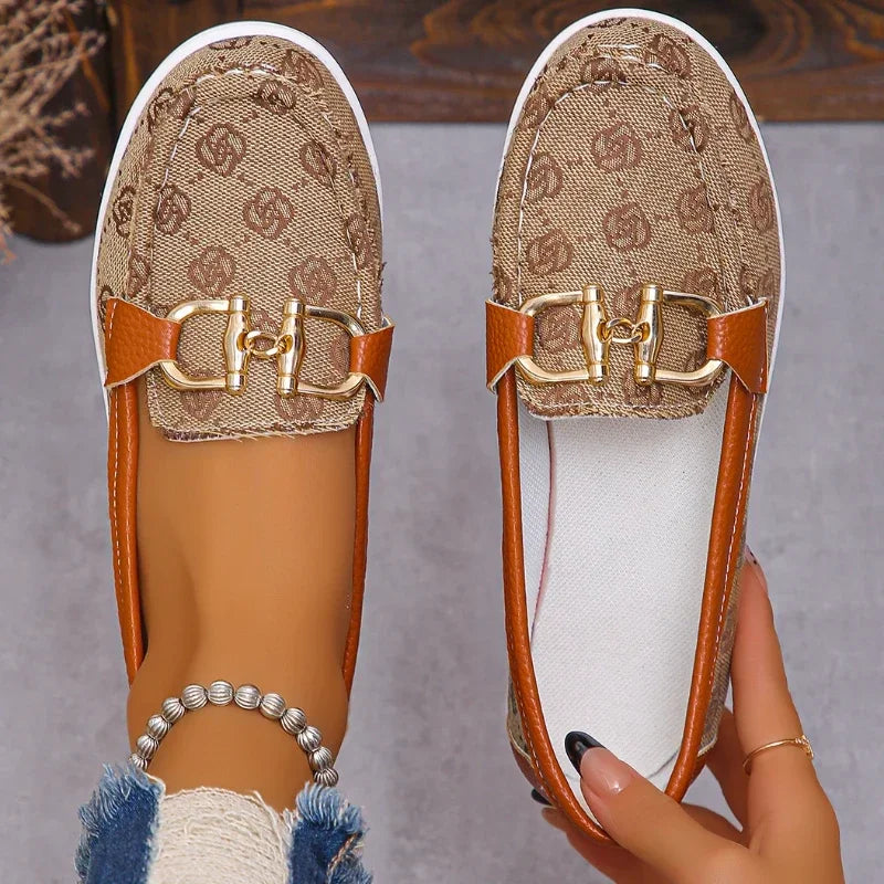 Mocassin en Tissu & Cuir PU Style Créateur