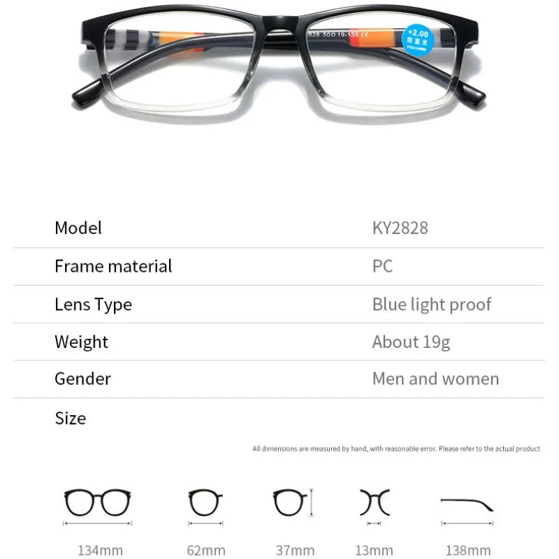 Lunettes de lecture anti-lumière bleue à ressort