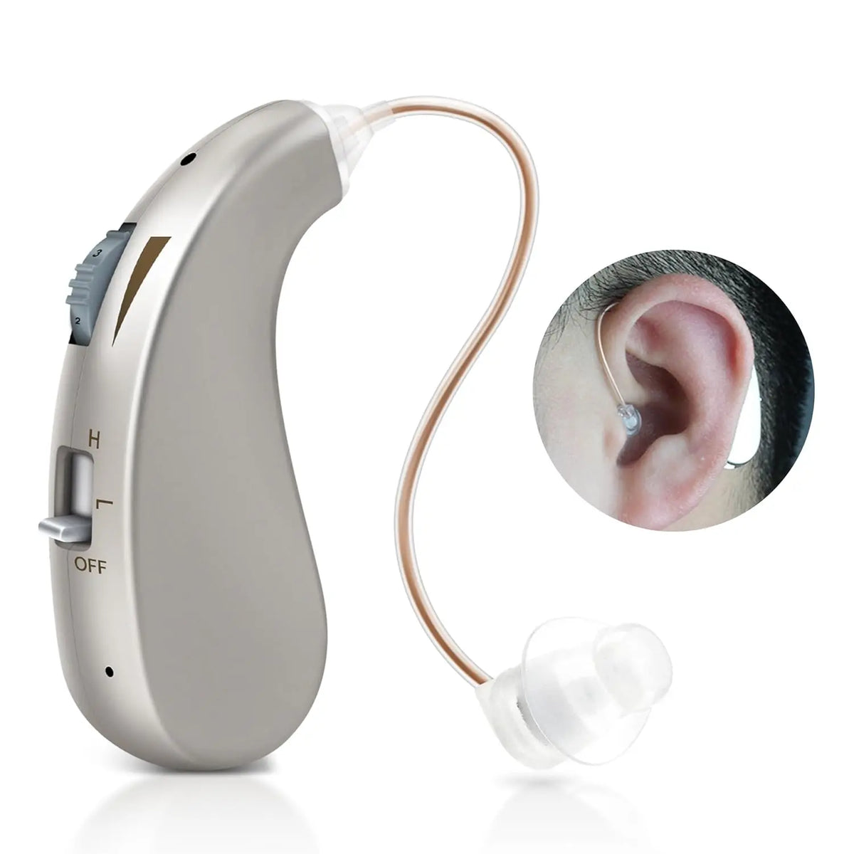 Amplificateur Auditif Rechargeable – Puce Numérique et Volume Réglable pour Adultes et Seniors