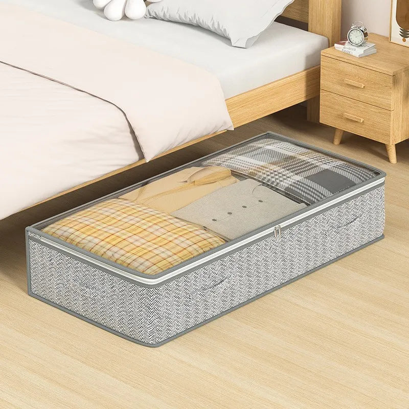 Sac de Rangement Pliable Grand Format – Organisateur Sous Lit pour Vêtements, Couettes et Linge, Chambre et Dortoir