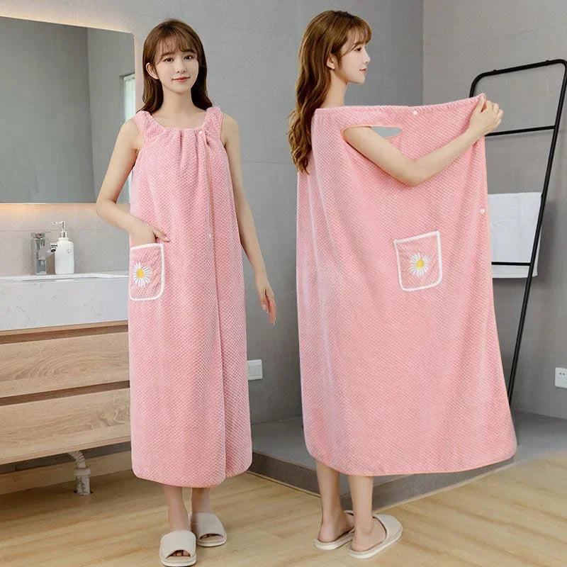 Serviette de Bain Robe pour Femme – Peignoir Long Absorbant & Lavable