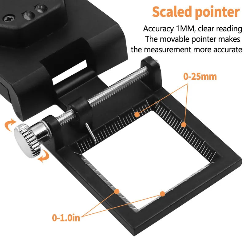 Loupe pliable Grossissement x10 avec règle et LED - Étuit