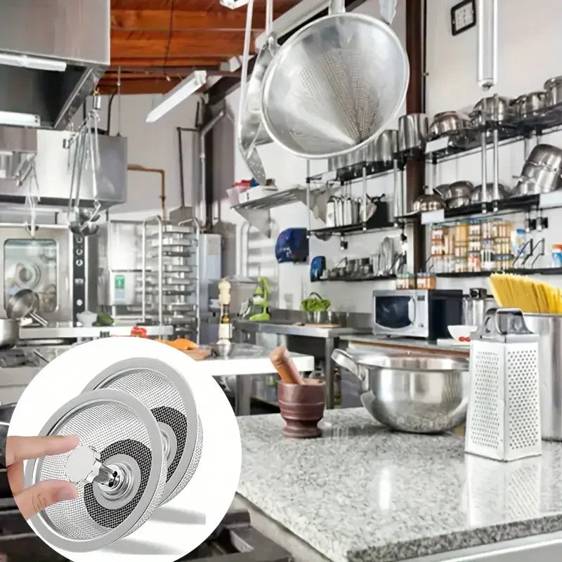 Filtres d’Évier de Cuisine en Acier Inoxydable – Panier Attrape-Déchets avec Bouchon Amovible – 2 ACHETÉS = 1 OFFERT