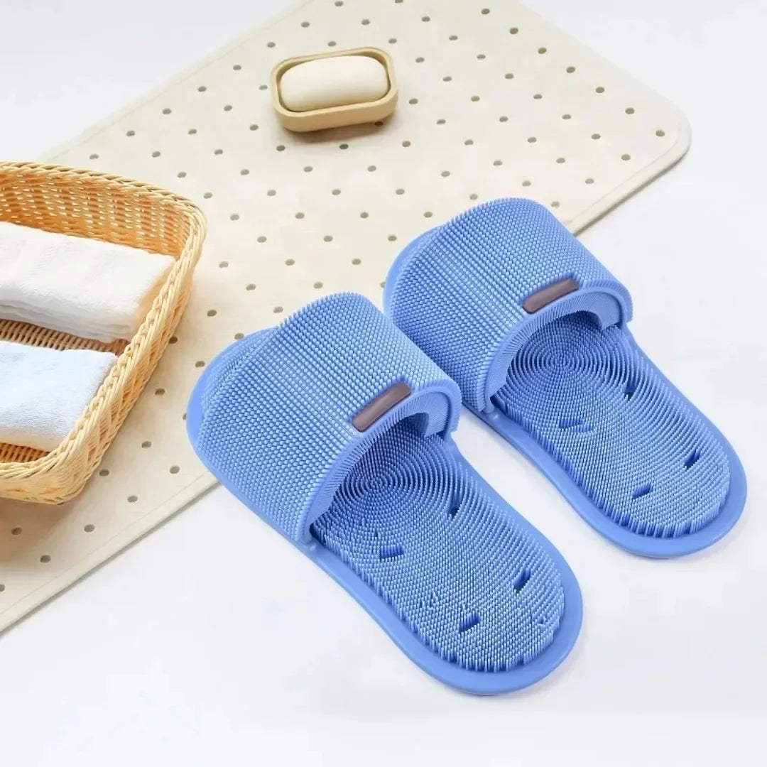Pantoufle Lave-Pieds en Silicone – Brosse de Massage Exfoliante Antidérapante pour Douche