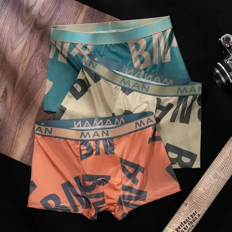 Lot de 12 Boxers en Soie Glacée à écritures