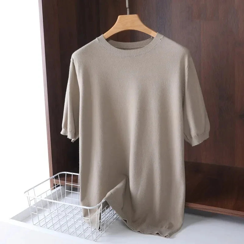 T-Shirt Mi-Saison en Laine Mérinos Tricoté Homme - 6 Coloris