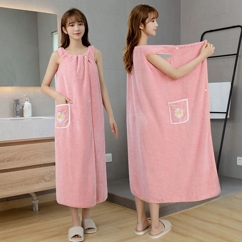 Serviette de Bain Robe pour Femme – Peignoir Long Absorbant & Lavable