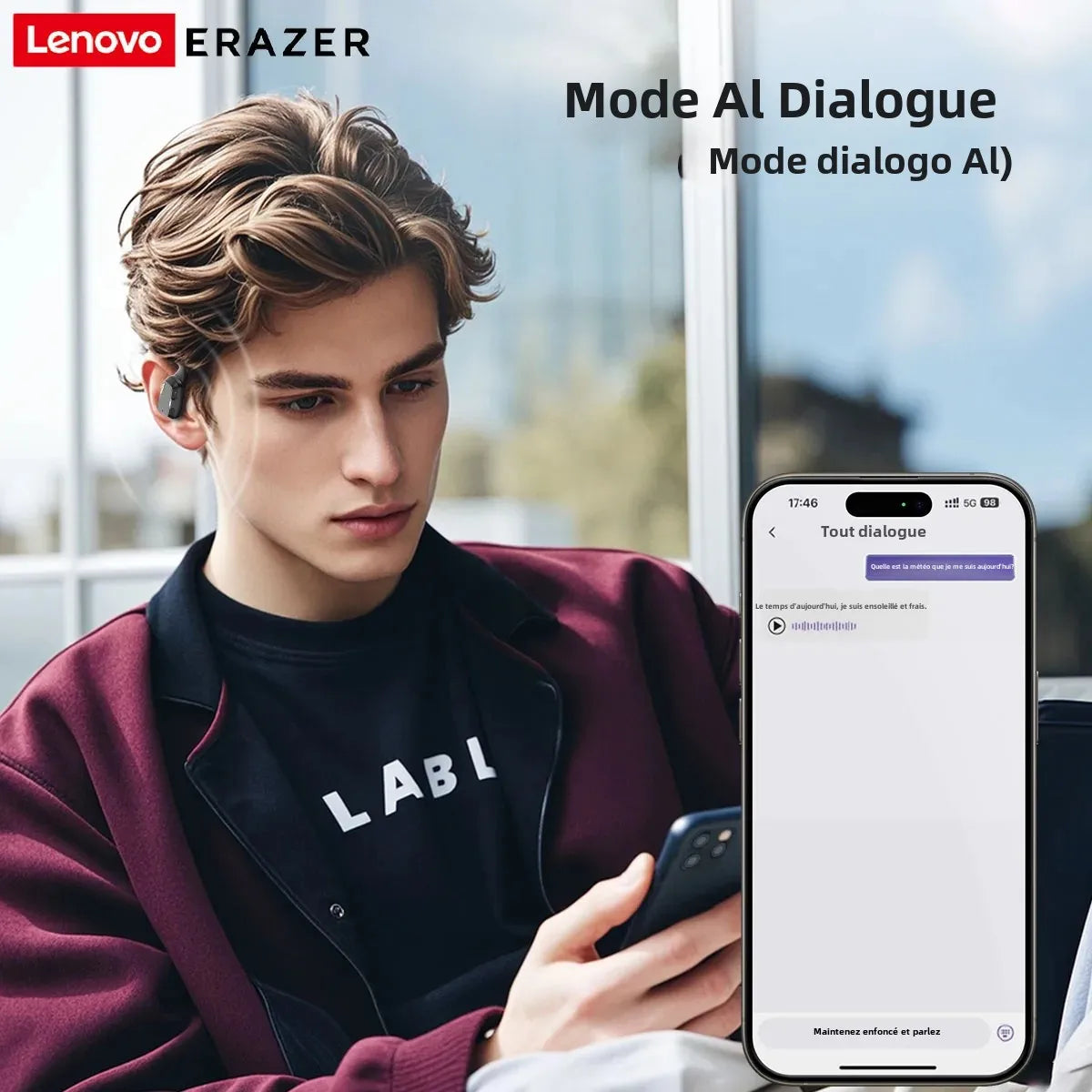 Écouteurs Bluetooth 5.4 Erazer XP6 écran tactile - Traducteur 31 langues intégré