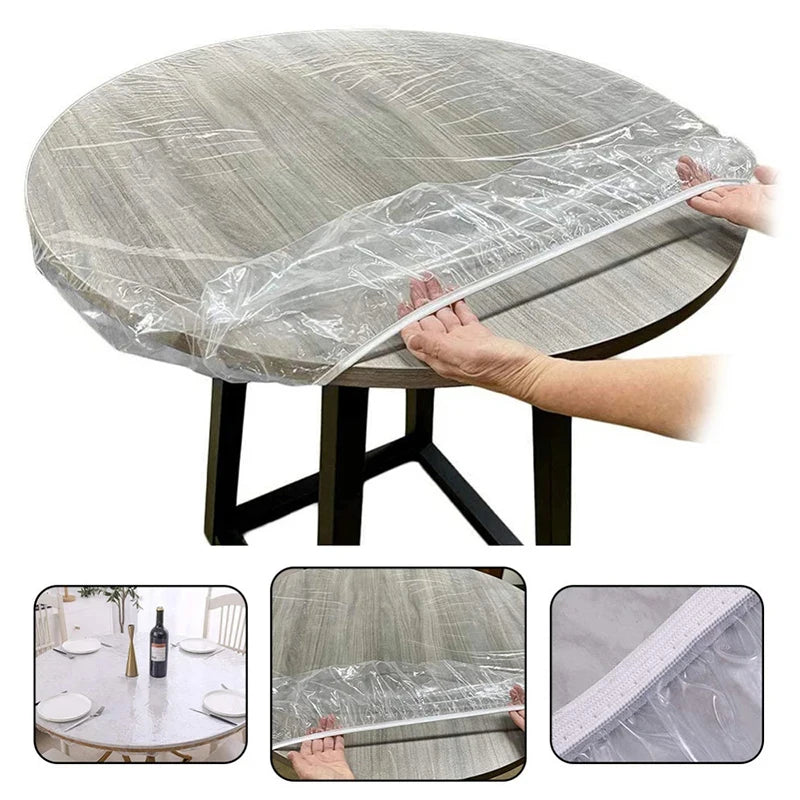 Lot de 10 Nappes Rondes Jetables Transparentes – Imperméables & Anti-Huile – 80 à 140 cm