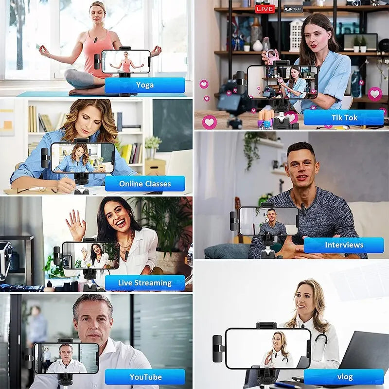 Lot de 2 Mini Microphone Sans Fil Bluetooth