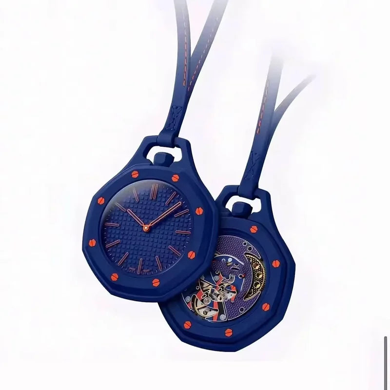 Montre Pendentif Unisexe à Quartz – Cadran Octogonal et Cordon en Cuir Tendance