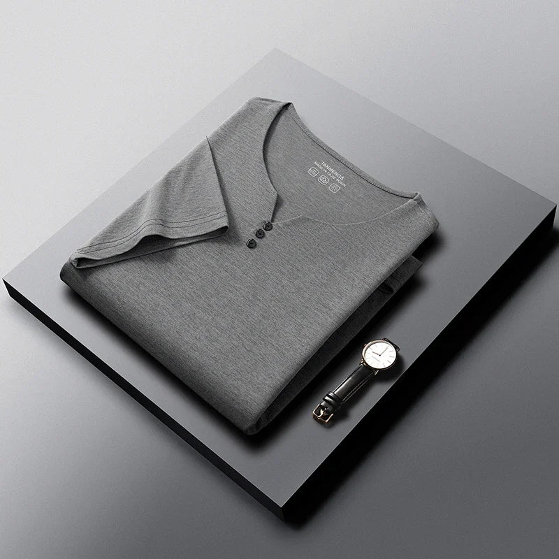 T-Shirt Henley Homme à Manches Courtes & Col V à 3 Boutons - Respirant, Confortable & Style Décontracté
