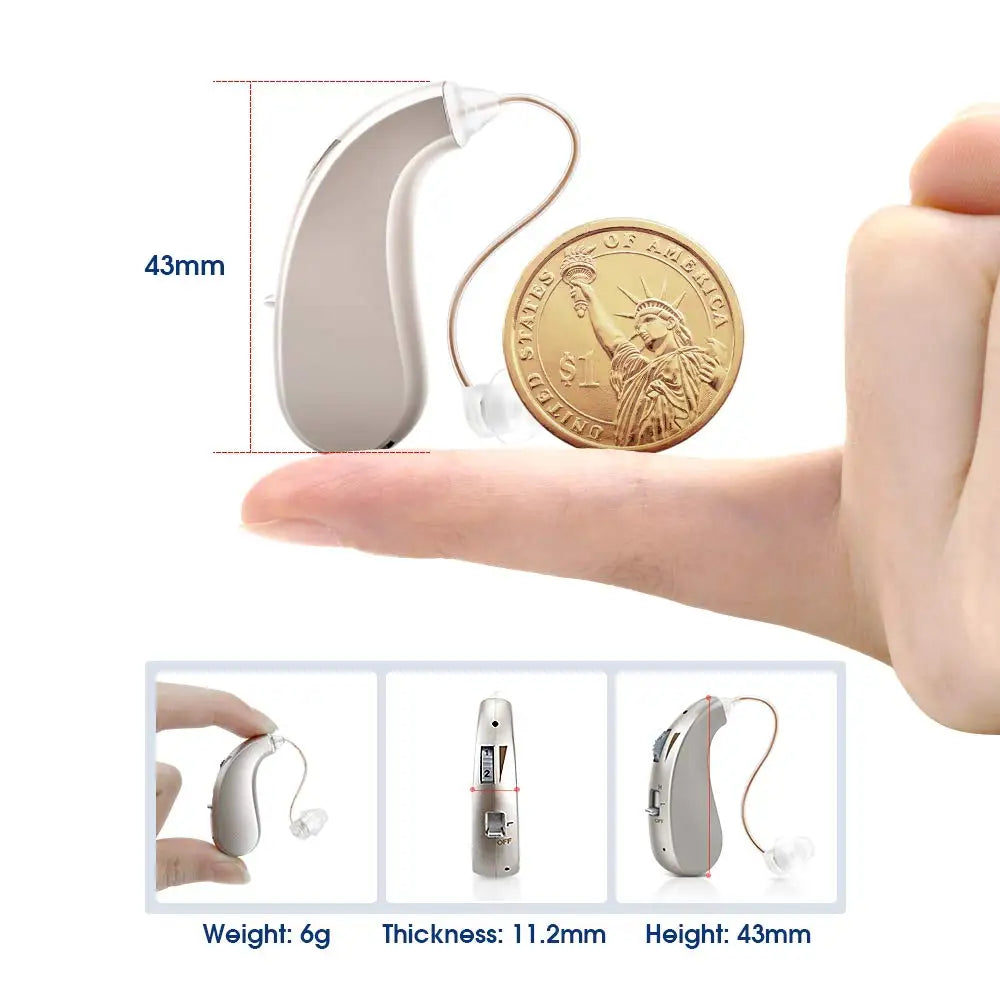 Amplificateur Auditif Rechargeable – Puce Numérique et Volume Réglable pour Adultes et Seniors