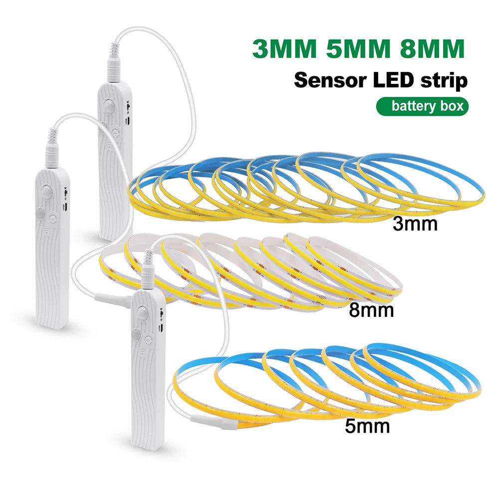 Bande 320 LED COB 5V avec Capteur de Mouvement, Flexible & Rechargeable USB – 8 Couleurs & 5 Tailles